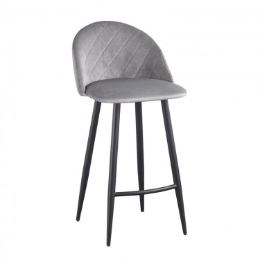 BELLA Σκαμπό BAR με Πλάτη, Μέταλλο Βαφή Μαύρο, Ύφασμα Velure Απόχρωση Γκρι  48x52x70/94cm [-Γκρι-, -Μαύρο-] [-Μέταλλο-, -Ύφασμα-] ΕΜ758,2