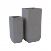 FLOWER POT-1  Set 2 τεμαχίων Cement Grey  25x25x60cm 35x35x80cm [-Γκρι-] [-Artificial Cement (Recyclable)-] Ε6300,S
