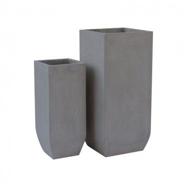 FLOWER POT-1  Set 2 τεμαχίων Cement Grey  25x25x60cm 35x35x80cm [-Γκρι-] [-Artificial Cement (Recyclable)-] Ε6300,S