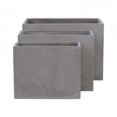 FLOWER POT-2  Set 3 τεμαχίων Cement Grey  50x20x40 - 60x30x45 - 70x40x50 [-Γκρι-] [-Artificial Cement (Recyclable)-] Ε6301,S