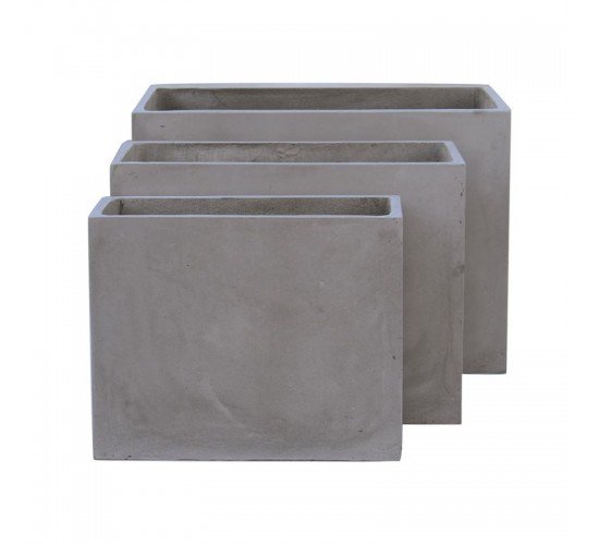 FLOWER POT-2  Set 3 τεμαχίων Cement Grey  50x20x40 - 60x30x45 - 70x40x50 [-Γκρι-] [-Artificial Cement (Recyclable)-] Ε6301,S