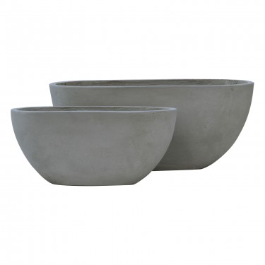 FLOWER POT-4  Set 2 τεμαχίων Cement Grey  56x27x26cm - 76x34x32cm [-Γκρι-] [-Artificial Cement (Recyclable)-] Ε6303,S