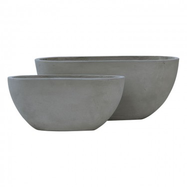 FLOWER POT-4  Set 2 τεμαχίων Cement Grey  56x27x26cm - 76x34x32cm [-Γκρι-] [-Artificial Cement (Recyclable)-] Ε6303,S