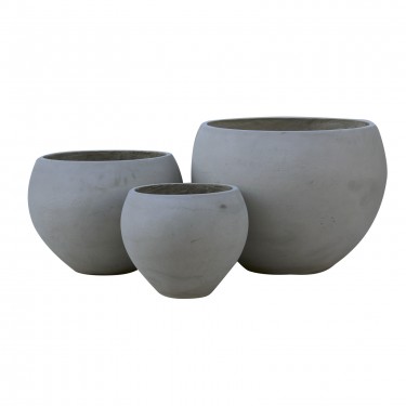 FLOWER POT-5  Set 3 τεμαχίων Cement Grey  Φ32x26 - Φ43x32 - Φ55x40cm [-Γκρι-] [-Artificial Cement (Recyclable)-] Ε6304,S