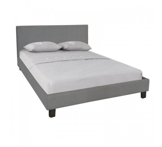 WILTON Κρεβάτι Διπλό, για Στρώμα 160x200cm, Ύφασμα Γκρι  169x213x89cm [-Γκρι-] [-Ύφασμα-] Ε8054,F2