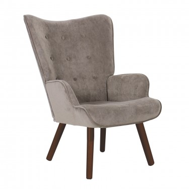 ALMA Πολυθρόνα - Μπερζέρα Σαλονιού - Καθιστικού Καρυδί Ύφασμα Velure Ανοιχτό Καφέ,K/D  69x76x97cm [-Μπεζ-Tortora-Sand-Cappuccino-] [-Ύφασμα-] Ε7141,20Κ