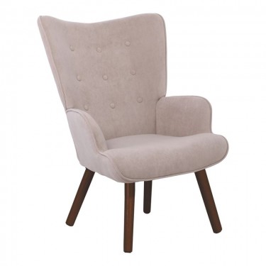 ALMA Πολυθρόνα - Μπερζέρα Σαλονιού - Καθιστικού Καρυδί Ύφασμα Velure Ανοιχτό Καφέ,K/D  69x76x97cm [-Μπεζ-Tortora-Sand-Cappuccino-] [-Ύφασμα-] Ε7141,20Κ