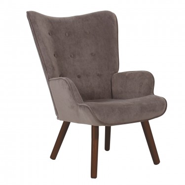 ALMA Πολυθρόνα - Μπερζέρα Σαλονιού - Καθιστικού Καρυδί Ύφασμα Καφέ Velure, K/D  69x76x97cm [-Καφέ-] [-Ύφασμα-] Ε7141,80Κ