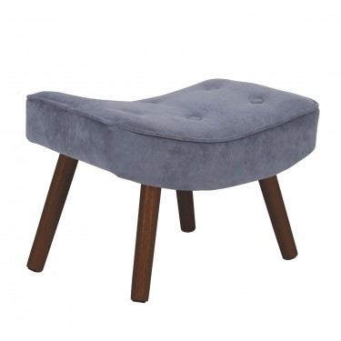 ALMA Σκαμπό - Υποπόδιο, Ύφασμα Velure Ανοιχτό Μπλε, Πόδια Καρυδί, K/D  52x38x35cm [-Μπλε-] [-Ύφασμα-] Ε7141,51Κ