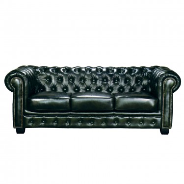 CHESTERFIELD Birmingham Kαναπές 3Θέσιος Σαλονιού Καθιστικού,Δέρμα Antique Green  201x92x74cm [-Πράσινο-] [-Leather - Rubica Leather-] Ε9574,33