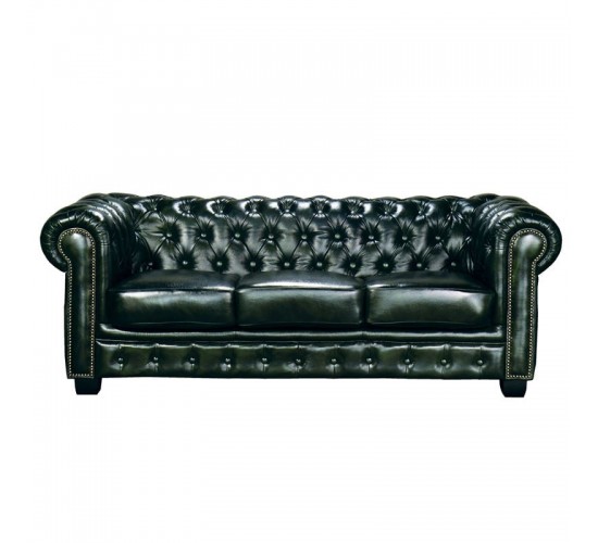 CHESTERFIELD Birmingham Kαναπές 3Θέσιος Σαλονιού Καθιστικού,Δέρμα Antique Green  201x92x74cm [-Πράσινο-] [-Leather - Rubica Leather-] Ε9574,33