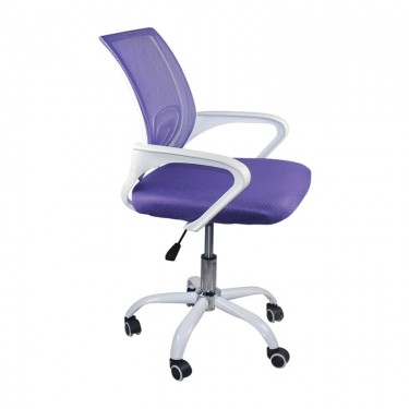 BF2101-SC Πολυθρόνα Γραφείου χωρίς Ανάκλιση Μέταλλο Βάση Βαφή Άσπρο - Ύφασμα Mesh Μωβ  56x55x84/94cm [-Άσπρο-, -Μωβ-] [-Ύφασμα Mesh-] ΕΟ254,2SC