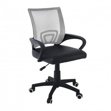 BF2101-P Πολυθρόνα Γραφείου χωρίς Ανάκλιση Mesh Γκρι - Μαύρο Pu  57x53x90/100cm [-Γκρι-, -Μαύρο-] [-PU - PVC-, -Ύφασμα Mesh-] ΕΟ254,1PC