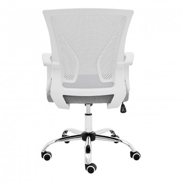 BF2120-S Πολυθρόνα Γραφείου Άσπρο - Μέταλλο Βάση Χρώμιο Mesh Γκρι  57x60x93/103cm [-Άσπρο-, -Γκρι-] [-Ύφασμα Mesh-] ΕΟ258,2S