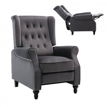 CHESTER Relax Πολυθρόνα Μπερζέρα Σαλονιού, Καθιστικού Ύφασμα Velure Γκρι  78x85x104cm [-Γκρι-] [-Ύφασμα-] Ε7119,2