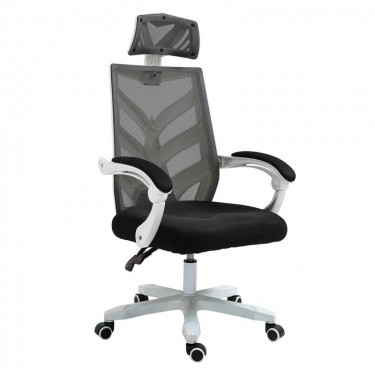 BF2985 Πολυθρόνα Γραφείου Διευθυντή, Άσπρο - Mesh Μαύρο  60x66x111/121cm [-Άσπρο-, -Μαύρο-] [-Ύφασμα Mesh-] ΕΟ606,1