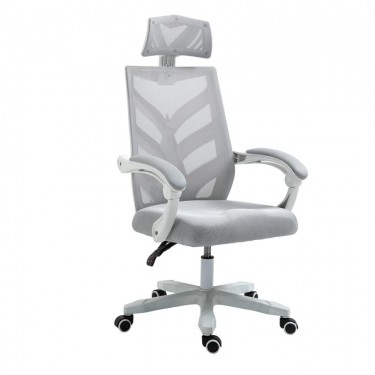 BF2985 Πολυθρόνα Γραφείου Διευθυντή, Άσπρο - Mesh Γκρι  60x66x111/121cm [-Άσπρο-, -Γκρι-] [-Ύφασμα Mesh-] ΕΟ606,2