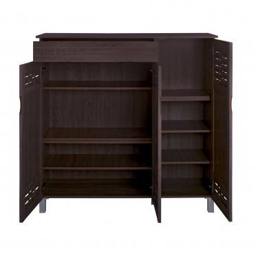 Παπουτσοθήκη - Ντουλάπι 3 Πόρτες με 1 Συρτάρι Απόχρωση Zebrano  115x38x119cm [-Wenge-] [-MDF - Κόντρα Πλακέ - Καπλαμάς - Νοβοπάν-] Ε8377