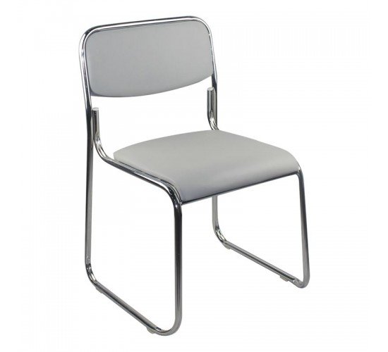 CAMPUS Καρέκλα Επισκέπτη Γραφείου, Στοιβαζόμενη Χρώμιο Μέταλλο, Soft Pu Γκρι  51x49x78cm [-Γκρι-] [-PU - PVC - Bonded Leather-] Ε553,5W