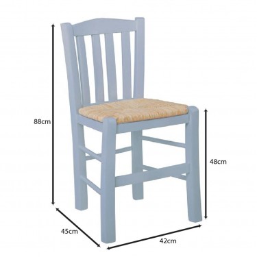 CASA Καρέκλα Οξιά Βαφή Εμποτισμού Λάκα Γκρι, Κάθισμα Ψάθα  42x45x88cm [-Γκρι-] [-Ξύλο-, -Ψάθα-] Ρ966,Ε10