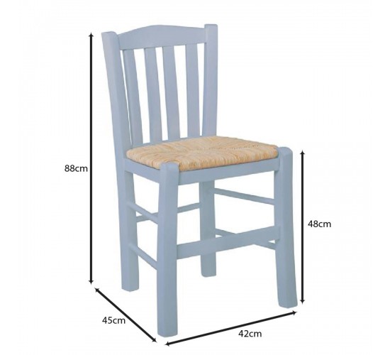 CASA Καρέκλα Οξιά Βαφή Εμποτισμού Λάκα Γκρι, Κάθισμα Ψάθα  42x45x88cm [-Άσπρο-] [-Ξύλο-, -Ψάθα-] Ρ966,Ε10