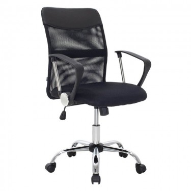 BF2401 Πολυθρόνα Γραφείου Βάση Χρώμιο, Ύφασμα & Mesh Απόχρωση Μαύρο  59x59x92/102cm [-Μαύρο-] [-Ύφασμα Mesh-] ΕΟ610,1