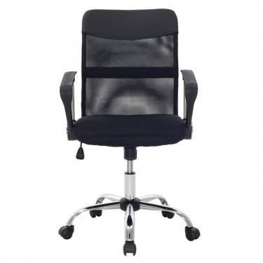 BF2401 Πολυθρόνα Γραφείου Βάση Χρώμιο, Ύφασμα & Mesh Απόχρωση Μαύρο  59x59x92/102cm [-Μαύρο-] [-Ύφασμα Mesh-] ΕΟ610,1