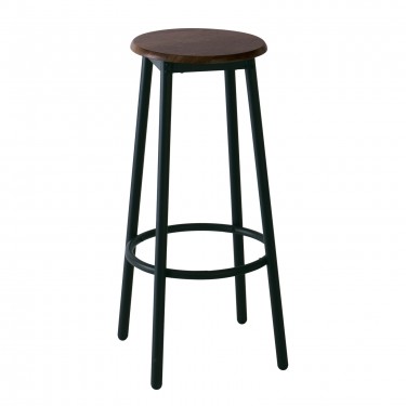 MAYER Σκαμπό BAR, Μέταλλο Βαφή Ανθρακί, Κάθισμα Απόχρωση Καρυδί  33x33x75cm - Κάθισμα:Φ30cm [-Ανθρακί-, -Καφέ-] [-MDF - Κόντρα Πλακέ - Καπλαμάς - Νοβοπάν-, -Μέταλλο-] ΕΜ9798,2