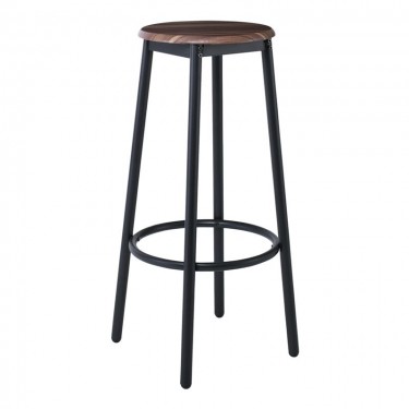 MAYER Σκαμπό BAR, Μέταλλο Βαφή Ανθρακί, Κάθισμα Απόχρωση Καρυδί  33x33x75cm - Κάθισμα:Φ30cm [-Ανθρακί-, -Καφέ-] [-MDF - Κόντρα Πλακέ - Καπλαμάς - Νοβοπάν-, -Μέταλλο-] ΕΜ9798,2