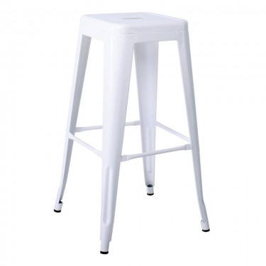 RELIX Σκαμπό Bar Στοιβαζόμενο, Μέταλλο Βαφή Άσπρο  42x42 H.76cm [-Άσπρο-] [-Μέταλλο-] Ε5190,W