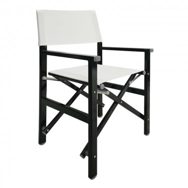 Σκηνοθέτη Πολυθρόνα, Αλουμίνιο Μαύρο (1,2mm), Textilene Άσπρο, Πτυσσόμενη (2,75kg)  54x50x88cm [-Άσπρο-, -Μαύρο-] [-Textilene-, -Αλουμίνιο-] Ε2601,3