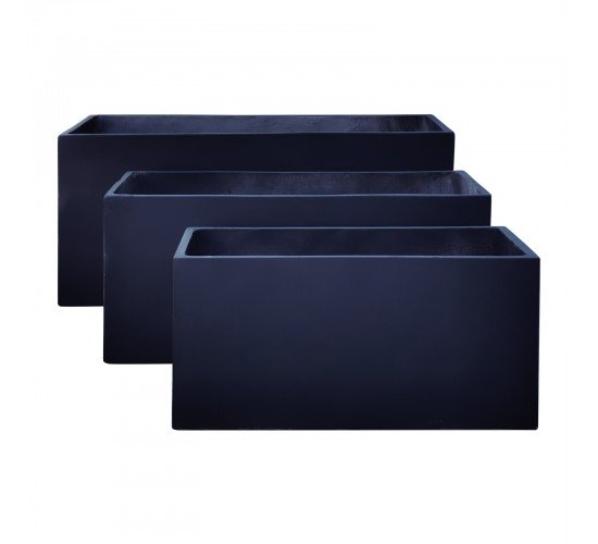 FLOWER POT-12 Set 3 τεμαχίων: 80x40x40cm   100x45x45cm     122x55x55 Απόχρωση Dark Grey  Set 3 τεμαχίων [-Γκρι Σκούρο-] [-Artificial Cement (Recyclable)-] Ε6311,S