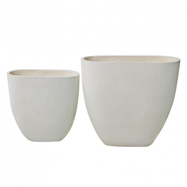 FLOWER POT-14 Set 2 τεμαχίων Απόχρωση Milk White  56x27x56cm   76x37x71cm [-Άσπρο-] [-Artificial Cement (Recyclable)-] Ε6313,S