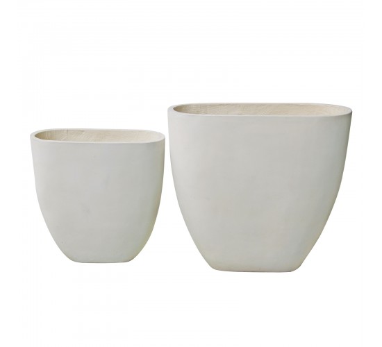 FLOWER POT-14 Set 2 τεμαχίων Απόχρωση Milk White  56x27x56cm   76x37x71cm [-Άσπρο-] [-Artificial Cement (Recyclable)-] Ε6313,S