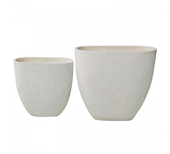 FLOWER POT-14 Set 2 τεμαχίων Απόχρωση Milk White  56x27x56cm   76x37x71cm [-Άσπρο-] [-Artificial Cement (Recyclable)-] Ε6313,S