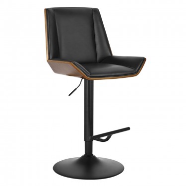 NUMAN Σκαμπό BAR με Πλάτη, Βάση Μαύρο, Καρυδί - ΡU Μαύρο, Ρύθμιση Ύψους, Περιστρεφόμενο  52x50x62/96-83/117cm [-Καρυδί-, -Μαύρο-] [-PU - PVC-, -Μέταλλο-] ΕΜ104,2