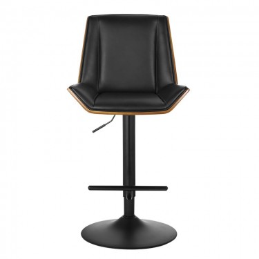 NUMAN Σκαμπό BAR με Πλάτη, Βάση Μαύρο, Καρυδί - ΡU Μαύρο, Ρύθμιση Ύψους, Περιστρεφόμενο  52x50x62/96-83/117cm [-Καρυδί-, -Μαύρο-] [-PU - PVC-, -Μέταλλο-] ΕΜ104,2