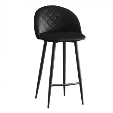 BELLA Σκαμπό BAR με Πλάτη, Μέταλλο Βαφή Μαύρο, Ύφασμα Velure Απόχρωση Μαύρο  48x52x70/94cm [-Μαύρο-] [-Μέταλλο-, -Ύφασμα-] ΕΜ758,4