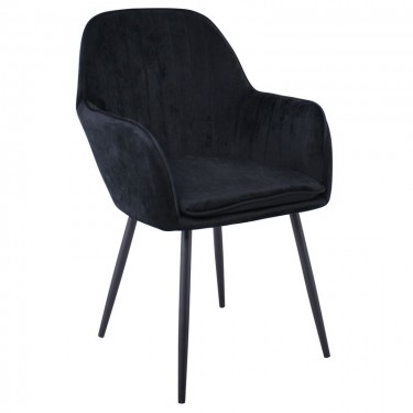 VALERY Πολυθρόνα Μέταλλο Βαφή Μαύρο, Ύφασμα Velure, Απόχρωση Μαύρο  55x61x87cm [-Μαύρο-] [-Μέταλλο-, -Ύφασμα-] ΕΜ711,4