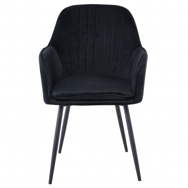 VALERY Πολυθρόνα Μέταλλο Βαφή Μαύρο, Ύφασμα Velure, Απόχρωση Μαύρο  55x61x87cm [-Μαύρο-] [-Μέταλλο-, -Ύφασμα-] ΕΜ711,4