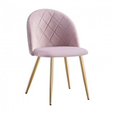 BELLA Καρέκλα Τραπεζαρίας, Μέταλλο Χρώμιο Χρυσό, Ύφασμα Velure Απόχρωση Dirty Pink  50x56x80cm [-Ροζ-, -Χρυσό-] [-Μέταλλο-, -Ύφασμα-] ΕΜ759,1G