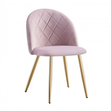 BELLA Καρέκλα Τραπεζαρίας, Μέταλλο Χρώμιο Χρυσό, Ύφασμα Velure Απόχρωση Dirty Pink  50x56x80cm [-Ροζ-, -Χρυσό-] [-Μέταλλο-, -Ύφασμα-] ΕΜ759,1G