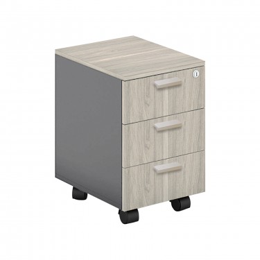 PROGRESS Συρταριέρα Τροχήλατη Γραφείου, 3 Συρτάρια, Απόχρωση Elm - Sky Grey  41x45x59cm [-Ανθρακί-, -Φυσικό-] [-Melamine-] ΕΟ836