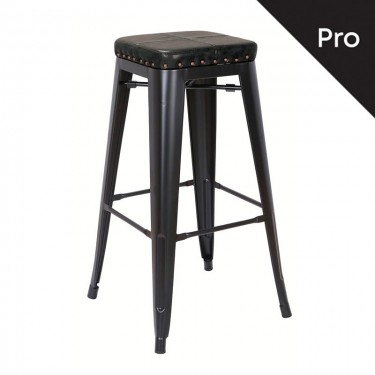 RELIX Σκαμπό Bar-Pro, Στοιβαζόμενο, Μέταλλο Βαφή Μαύρο Matte, Pu Μαύρο  43x43x78cm [-Μαύρο-] [-PU - PVC-, -Μέταλλο-] Ε5190P,15M