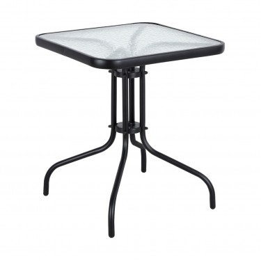 BALENO Τραπέζι Κήπου - Βεράντας, Μέταλλο Βαφή Μαύρο, Γυαλί Tempered  70x70x70cm [-Μαύρο-] [-Γυαλί-, -Μέταλλο-] Ε2407,3