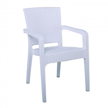 LORA Πολυθρόνα Κήπου Στοιβαζόμενη, PP (Rattan Look) Απόχρωση Άσπρο  57x57x87cm [-Άσπρο-] [-PP - PC - ABS-] Ε303,2