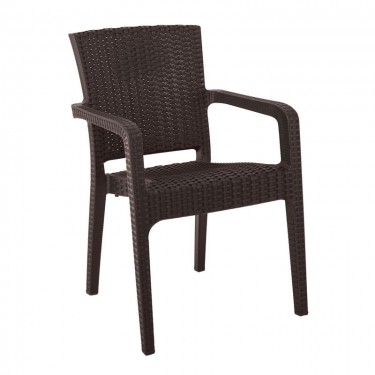 LORA Πολυθρόνα Κήπου Στοιβαζόμενη, PP (Rattan Look) Απόχρωση Καφέ Σκούρο  57x57x87cm [-Καφέ-] [-PP - PC - ABS-] Ε303,4