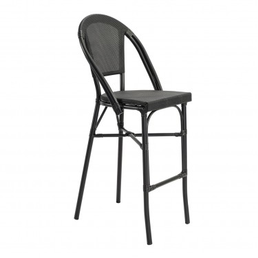COSTA Σκαμπό BAR με Πλάτη, Αλουμίνιο Απόχρωση Μαύρο, Textilene Μαύρο  50x55x76/116cm [-Μαύρο-] [-Textilene-, -Αλουμίνιο-] Ε289,2