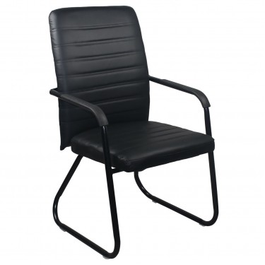 COLLET Πολυθρόνα Γραφείου Επισκέπτη Μέταλλο Μαύρο, Pu Μαύρο  54x60x96cm [-Μαύρο-] [-PU - PVC-] ΕΟ555,6