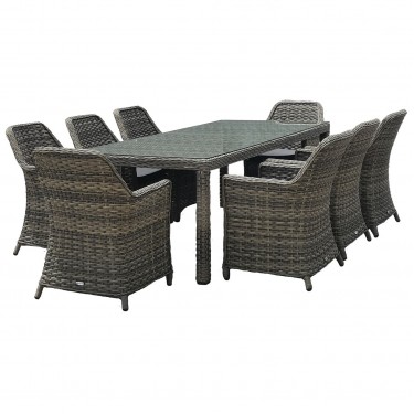 ESPERIA Set Τραπεζαρία Κήπου ALU,Wicker Grey Brown-Ανθρακί: Τραπέζι 230x100   8 Πολυθρόνες  Τραπ:230x100x78 Πολ:64x68x90cm [-Καφέ-] [-Wicker-, -Αλουμίνιο-] Ε6869,8